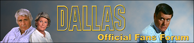 Dallas banner with Jock, Miss Ellie and J.R.