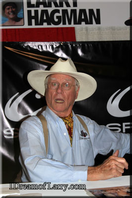 Larry Hagman at his table
