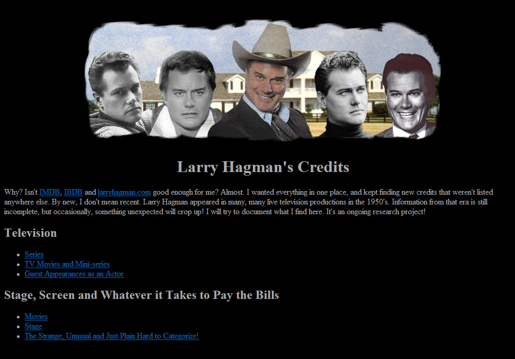 Snapshot of original Larry Hagman Fan Site