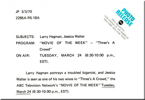 Larry Hagman, Jessica Walter, Three's A Crowd, 1969