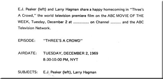 E.J. Peaker, Larry Hagman, Three's A Crowd, 1969