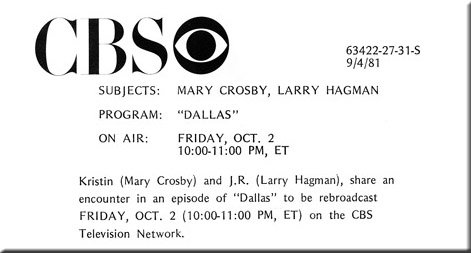 Mary Crosby, Larry Hagman, Dallas, 1981