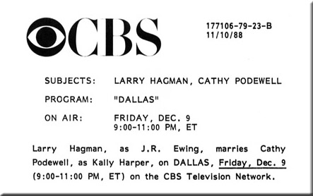 Larry Hagman, Cathy Podewell, Dallas, 1988