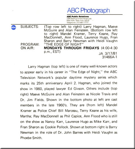 Larry Hagman, others, The Edge of Night