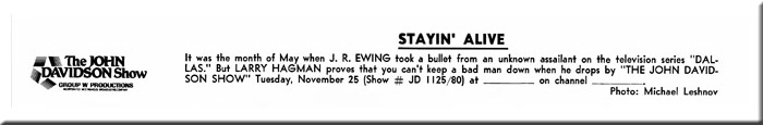 John Davidson, Larry Hagman, The John Davidson Show, 1980