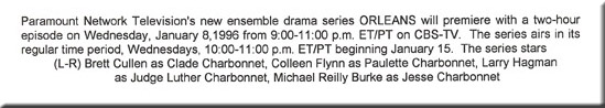 Brett Cullen, Larry Hagman, Colleen Flynn, Reilly Burke,  Orleans, 1997