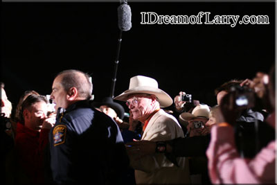 Larry on the Red Carpet, with security