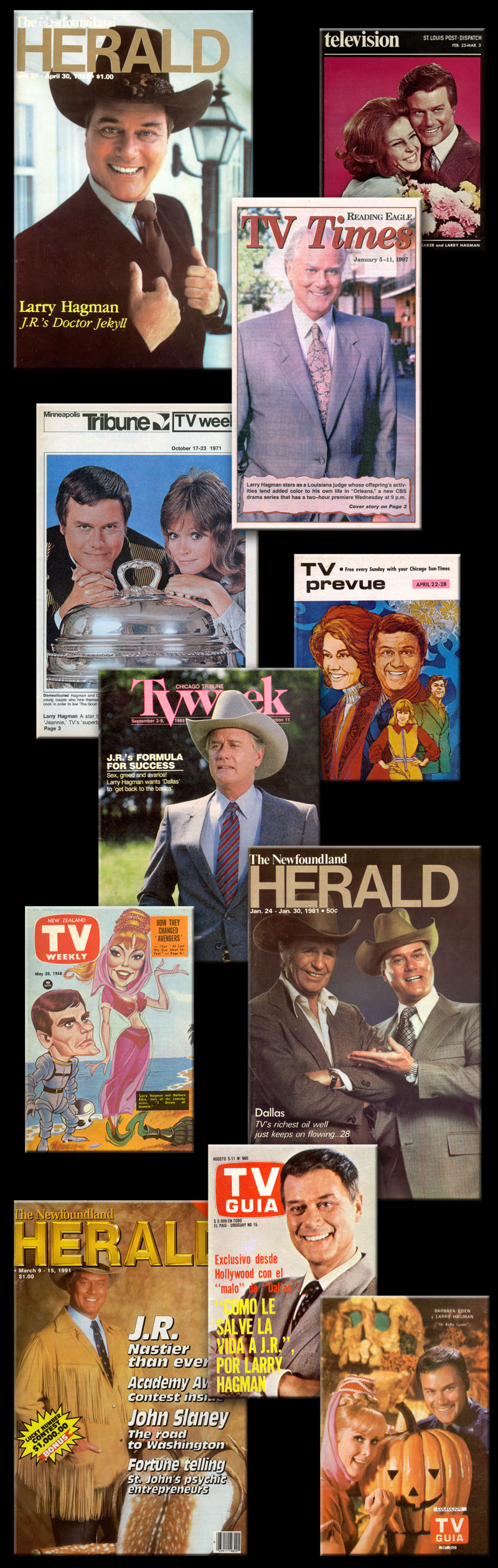 Larry Hagman on the cover of regional TV Guides