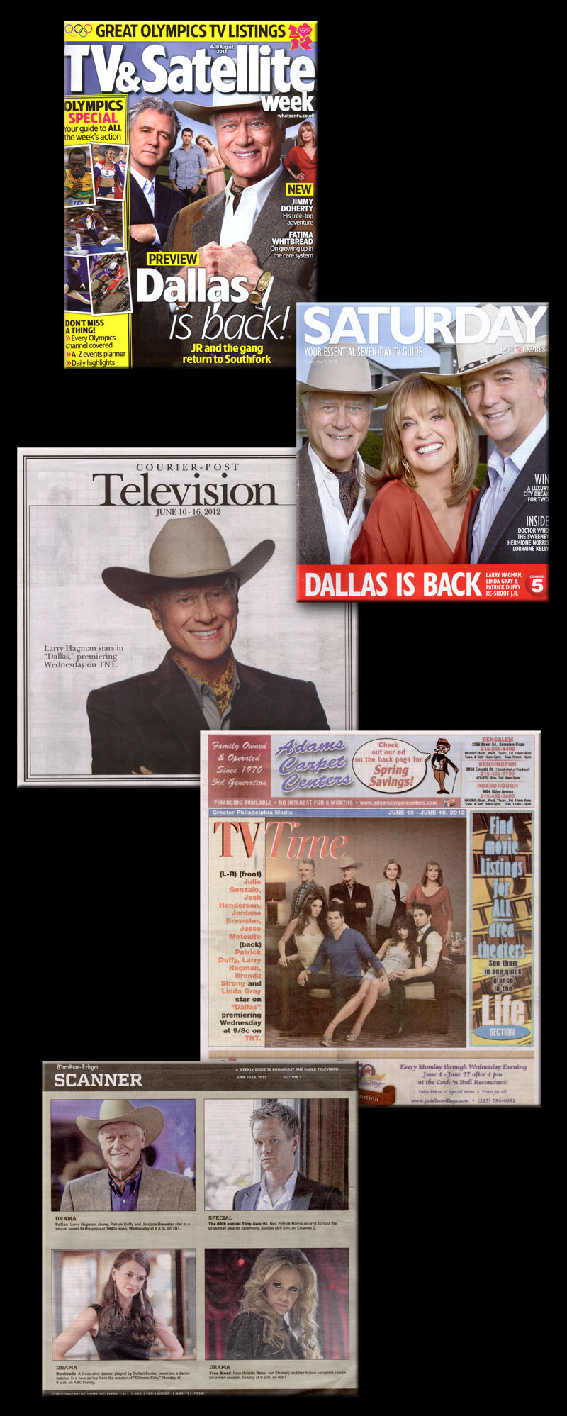 Larry Hagman on the cover of regional TV Guides