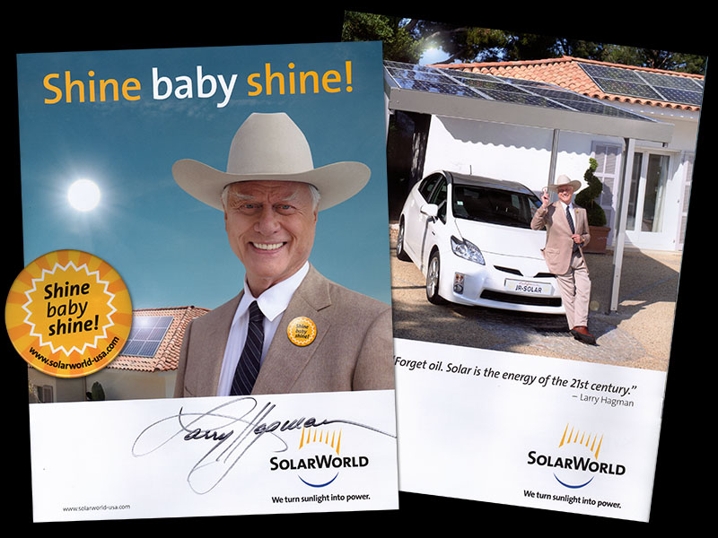 Larry Hagman's SolarWorld brochure and pin